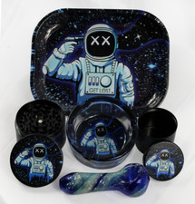 Set fumo 5 pezzi smerigliatrice pipa vassoio posacenere barattolo kit fumo HEAD SHOT