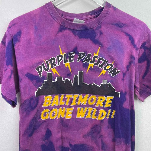 Baltimore Gone wild Purple Passion Ravens Football NFL Acid Wash T-shirt — Small - Picture 2 of 5