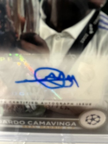 2022-23 Topps Stadium Club Chrome UEFA Eduardo Camavinga Green Auto 20/99 - Picture 5 of 12