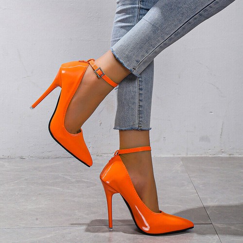 Women Buckle Strap Pumps Super 12cm High Heels Pointed Toe Stilettos Shoes New - Picture 1 of 27