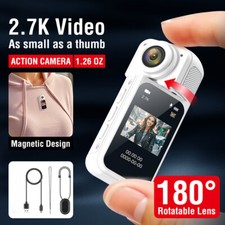 Portable 180  Rotating Lens Action Body Camera with Audio and Video Recording