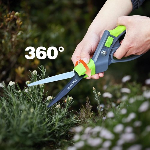 WORKPRO Grass Shears 360 Swivel Ultra Sharp Manual Lawn Trimming Garden Clippers - Picture 7 of 9