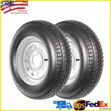2 Set ST205/75D15 Trailer Tires with 15" Rims, 5 Lug on 4.5", Load Range C, 6PR