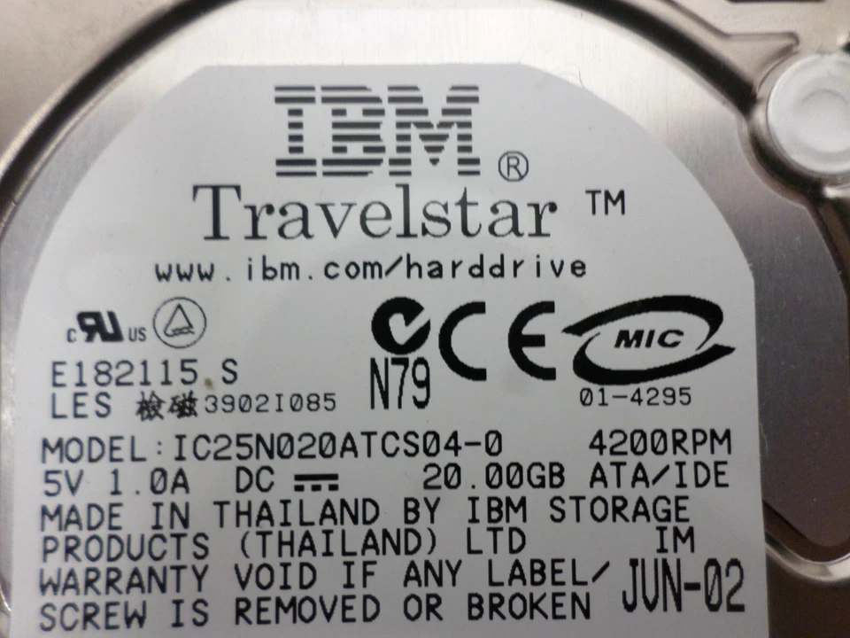 USED 20 GB Travelstar IBM IC25N020ATCS04-0 Hard Drive - Image 4 of 4
