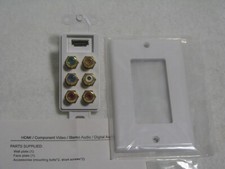 HDMI Component Video Stereo Audio Wall Plate Single Gang White