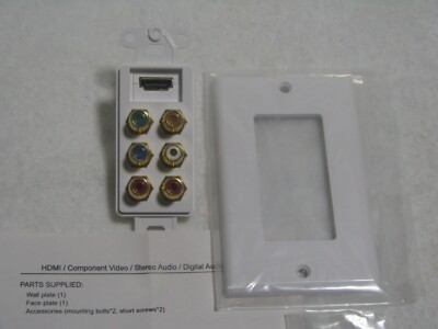 HDMI Component Video Stereo Audio Wall Plate Single Gang White