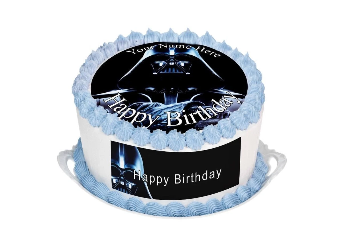 Darth Vader Birthday Cake Topper Rice Paper Icing Personalised