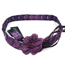 LIU JO Cintura Designer In Pelle Intrecciata Rosa Con Fiori Taglia S M