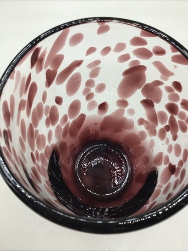 Hand Blown Large Art Glass Vase Purple Tortoise Shell 7” Heavy - 第 5/8 張圖片