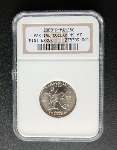 2000 P Partial Collar MASSACHUSETTS Error Quarter NGC MS 67 PICTURES INCLUDED