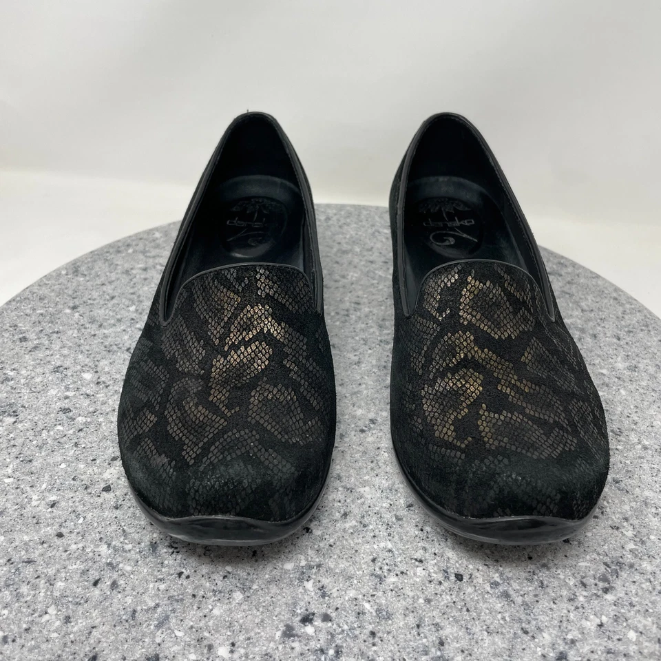 Zapatos Mocasines Dansko Mujer 9.5 Olivia Estampado Piel de Serpiente Cuero Negro Comodidad 40 Foto 3 de 4