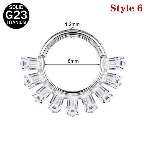 16g Titanium Steel Nose Ring CZ Septum Piercing Ear Helix Conch Piercing Jewelry - Picture 7 of 24