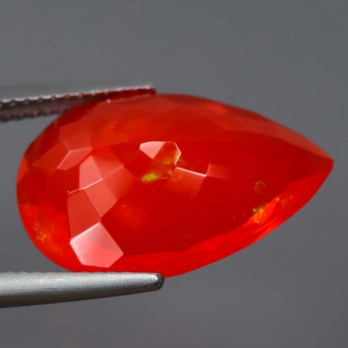 6.65Cts Natural Ethiopian Orange Fire Opal Pear Cut Loose Gemstone - Picture 3 of 3