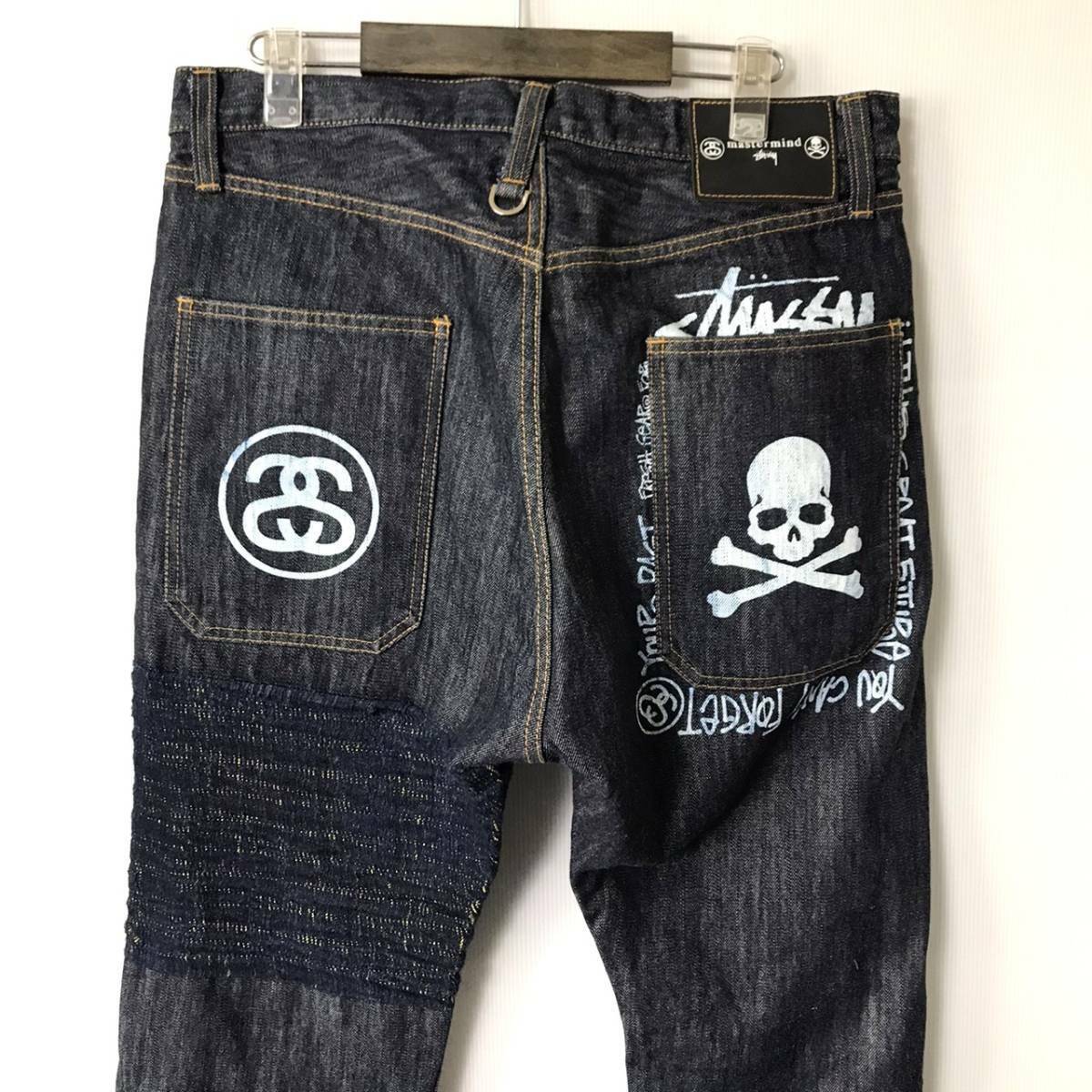 STUSSY mastermind JAPAN logo embroidery print logo denim pants Indigo Size:M