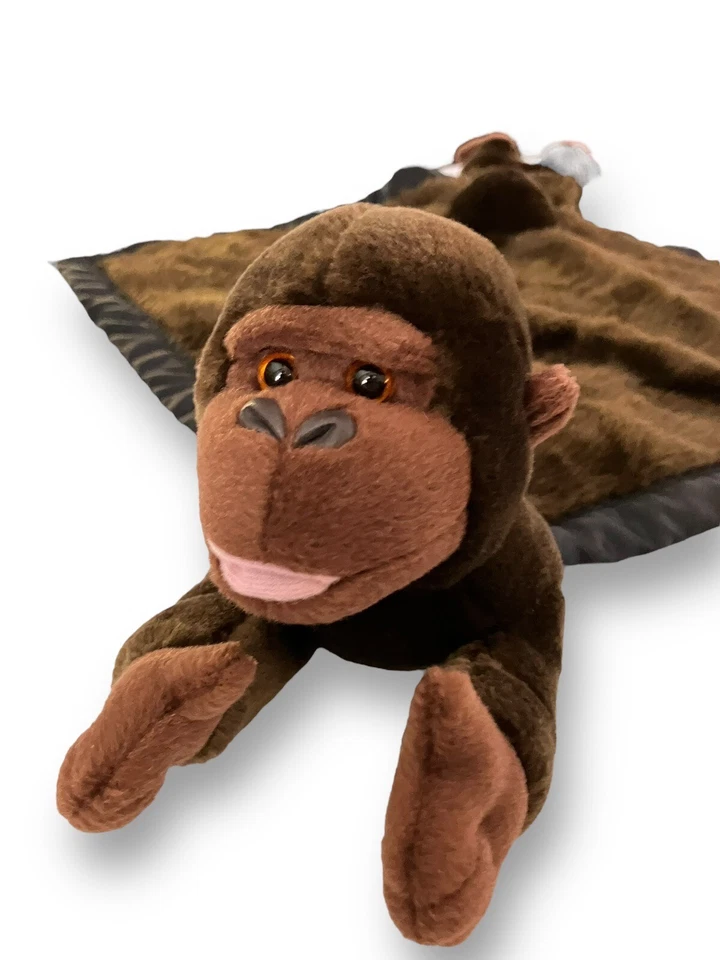 Manta de seguridad de felpa My Banky Justin Gorilla 15x15 bordes satinados Lovey Monkey Foto 2 de 4