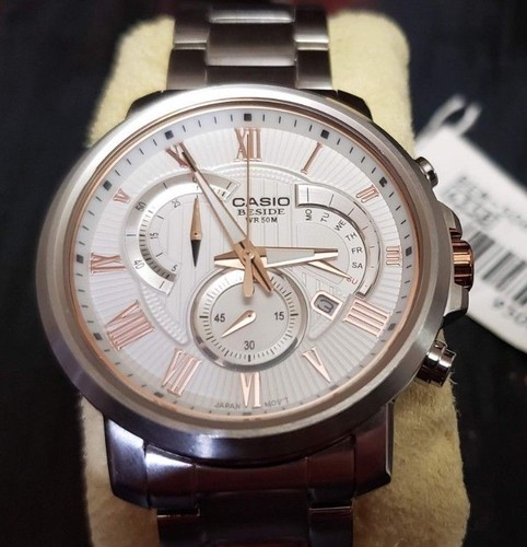 Casio Beside WR 50 Meters BEM-506BD-7AVDF Chrome and some Gold highlights  4971850950042 | eBay