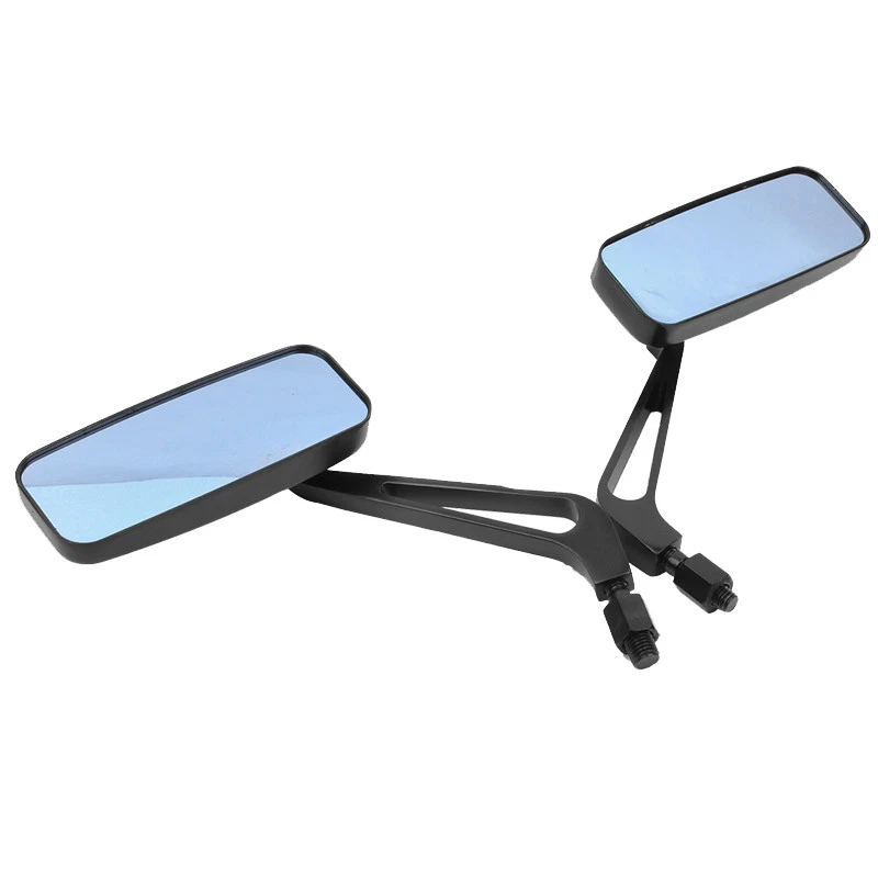 Espejos retrovisores rectangulares de aluminio negro 8 mm 10 mm para moto Kawasaki Honda Foto 3 de 4