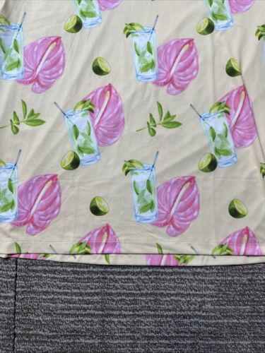 Bad Birdie Golf Polo Shirt Mojito Stretch Pink Flower Limes Cocktail Size XL - Picture 2 of 15
