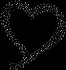 Rhinestone Bling Sparkle Iron On Transfer DIY Abstract Heart Black Diamond