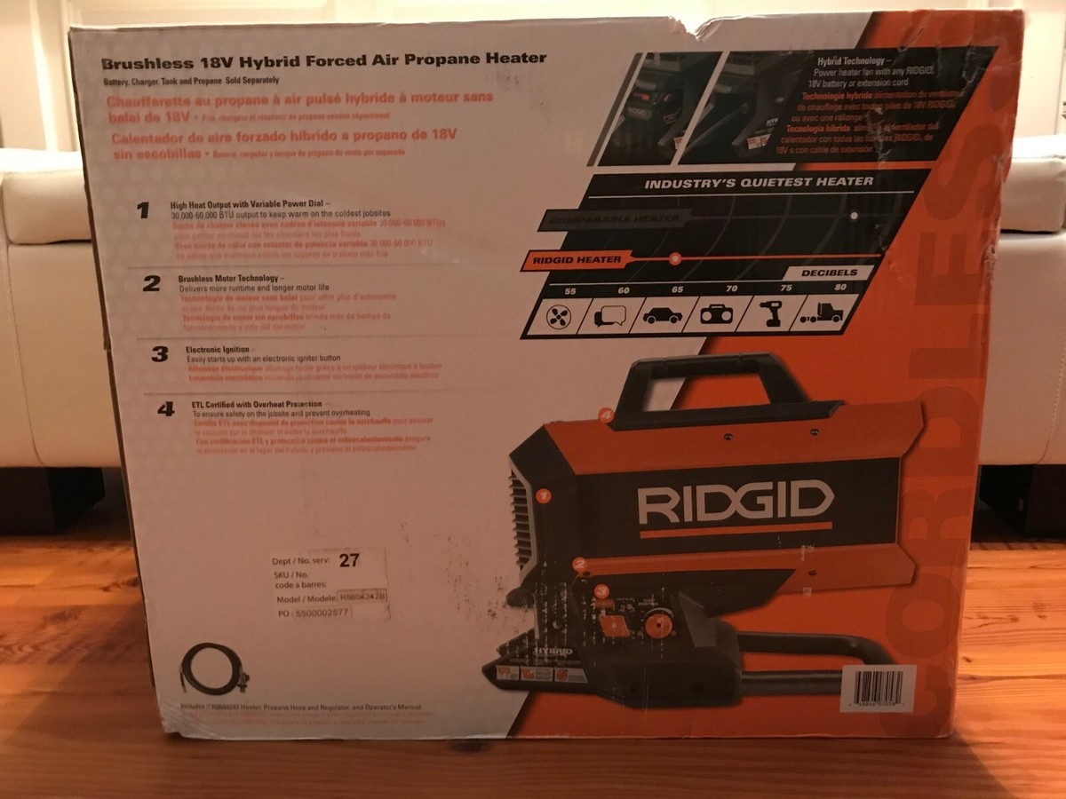 RIDGID Hybrid Forced Air Propane Portable Heater 18V 60K BTU | eBay