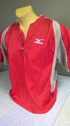 Mizuno Windbreaker Jacket Vented Pullover Warm Up Top Red Baseball Men's Small - Picture 2 of 6