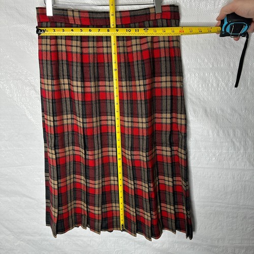 Vintage Talbots A-Line Skirt Women's 14 Petite Red Gray Plaid Wool Tartan 14P - Picture 6 of 8