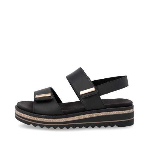 Remonte Women's Sandals Shoes Leather Black D0Q59 - Picture 5 of 11