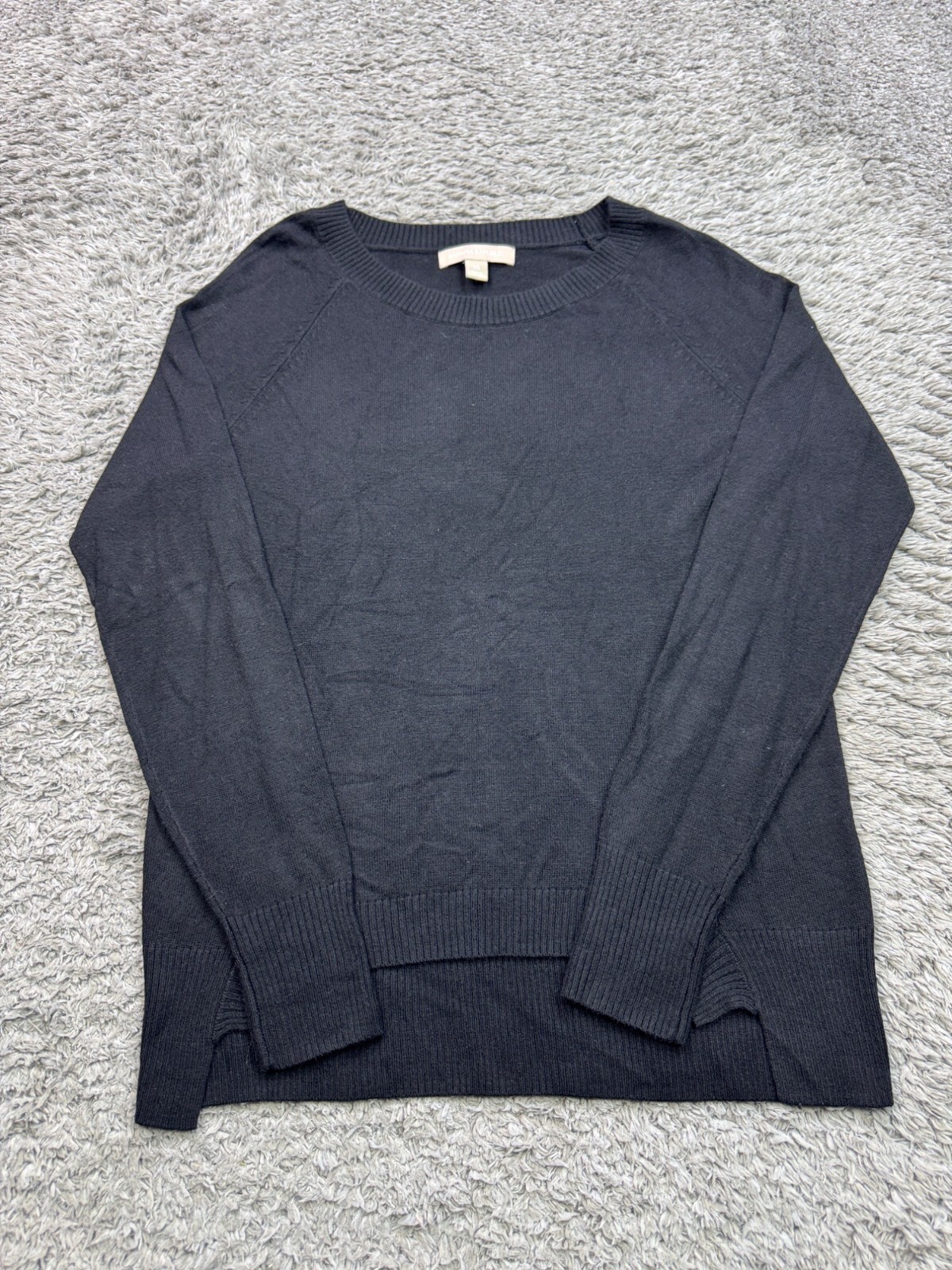 Banana Republic Sweater Women XS Black Merino Wool Blend Crewneck Pullover Top