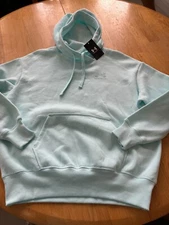 Under Armour Women Size S Oversized Hoodie Fleece Center Swoosh Light blue aqua