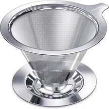 Laiyeoy Stainless Steel Coffee Filter Reusable Pour Over Dripper For Bold Flavor