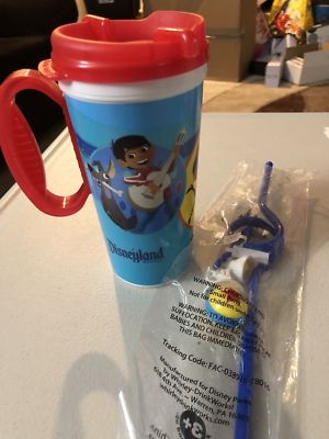 Disney Parks Pixar Fest Incredibles Wall-E Coco Coffee Travel Mug & Luxo Straw