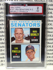 1964 Topps ROOKIE  #167, LOU PINIELLA, MIKE BRUMLEY, Washington Senators, KSA 2