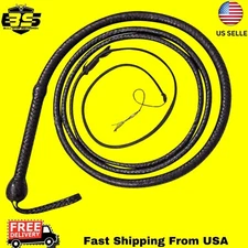 BULL WHIP 10 Feet long 16 Plaits Cow Hide Leather CUSTOM BULLWHIP BLACK