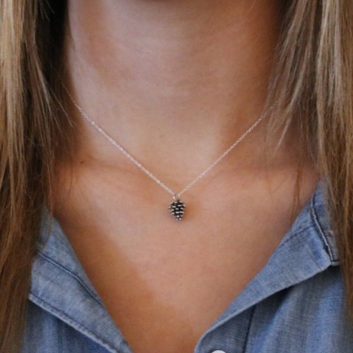 Women Lady Chic Bronze Acorn Layering Pine Cone Alloy Necklace Pendant Jewelry - Picture 5 of 9