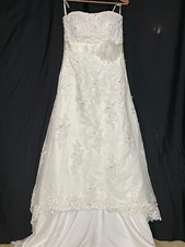 Lace Crystals Strapless Corset Floral Flowers Ivory Bridal Gown Wedding Dress M