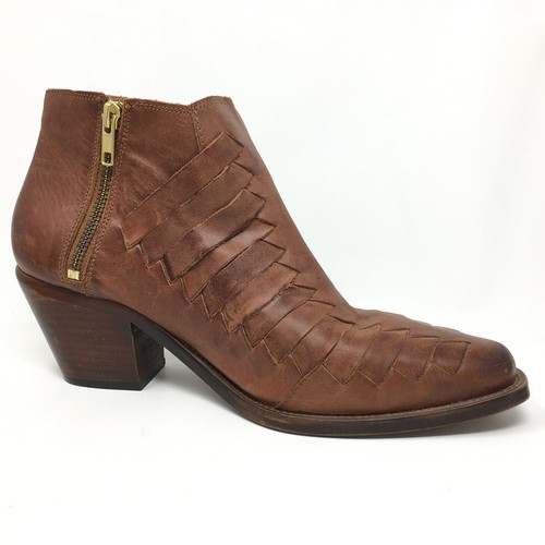 Free People Emmett Ankle Boots Booties Shoes Womens Size 10 Brown Woven Leather - 第 7/9 張圖片