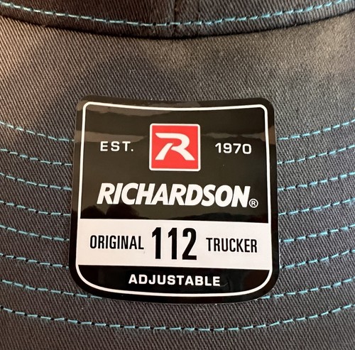Richardson 112 Trucker Adj Snapback Baseball Hat Cap Grey & Aqua Blue NWOT - Bild 10 von 12