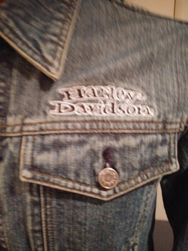 Harley-Davidson women's embroidered denim jacket Pinstripe & Custom Speed sz. S - Picture 4 of 8