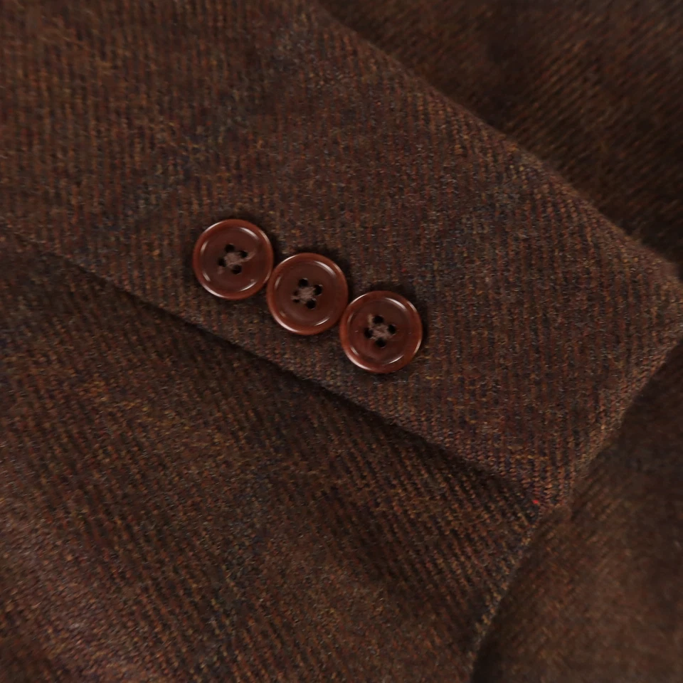 Jaqueta de tweed vintage XL marrom xadrez painel janela 100% lã blazer sarja Serge 46R - Imagem 4 de 4