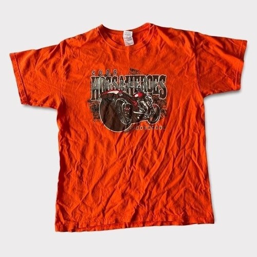 Harley Hogs and Heroes Poker Run Biker T-Shirt Herren Large Y2K American USA