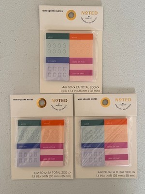 Lot of 3 Noted by Post-it Mini Square Notes Habit Tracker Pads Brand New
