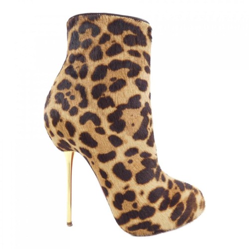 Christian Louboutin Big Lips Booty Pony Leopard Ankle Boots 34.5 - Afbeelding 16 van 24