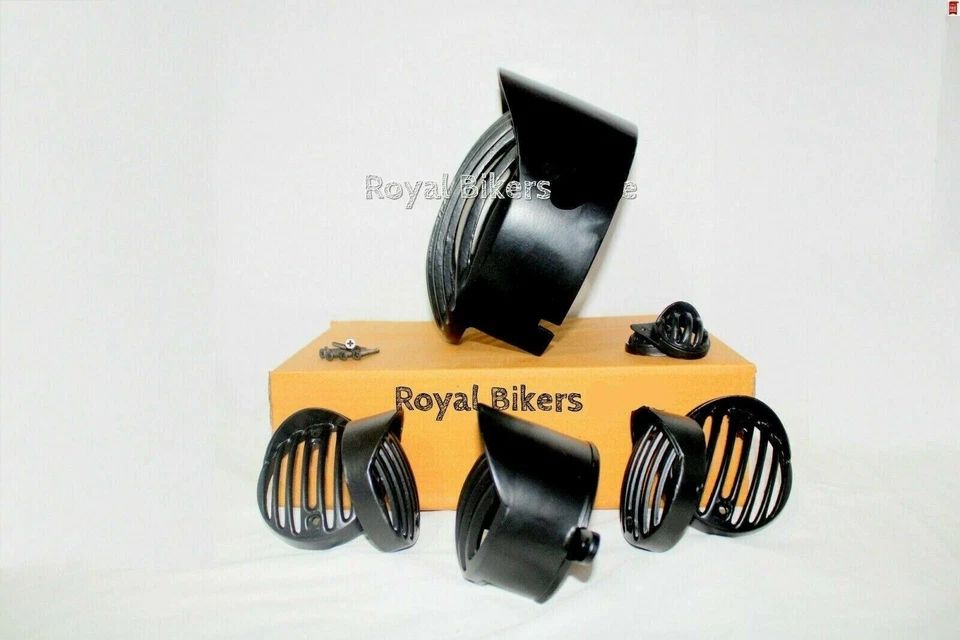 Fit For Royal Enfield Bullet 500 - "Headlight Cover Grille Set Black" - Image 4 of 4