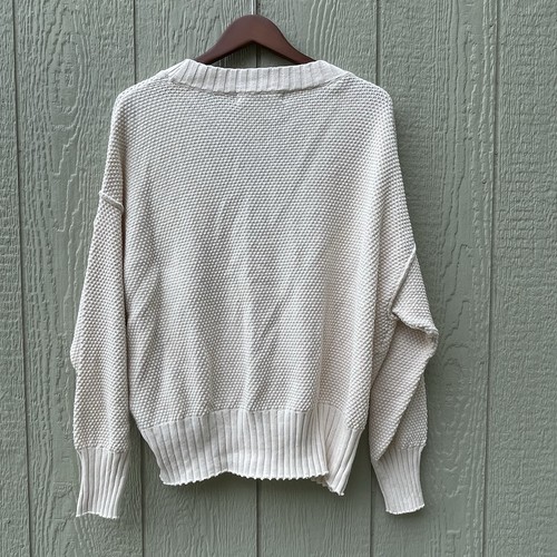 Free People Beach Hailee Oatmeal Relaxed Chunky Cotton Cardigan size Medium Y2K - Picture 5 of 14