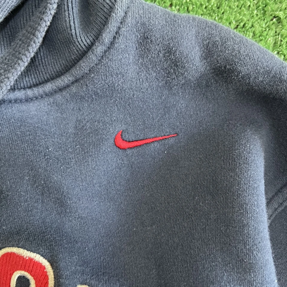 VTG Nike MLB Boston Red Sox Hoodie Mens Medium Navy Blue Boxy Heavyweight Y2K - Image 4 of 4