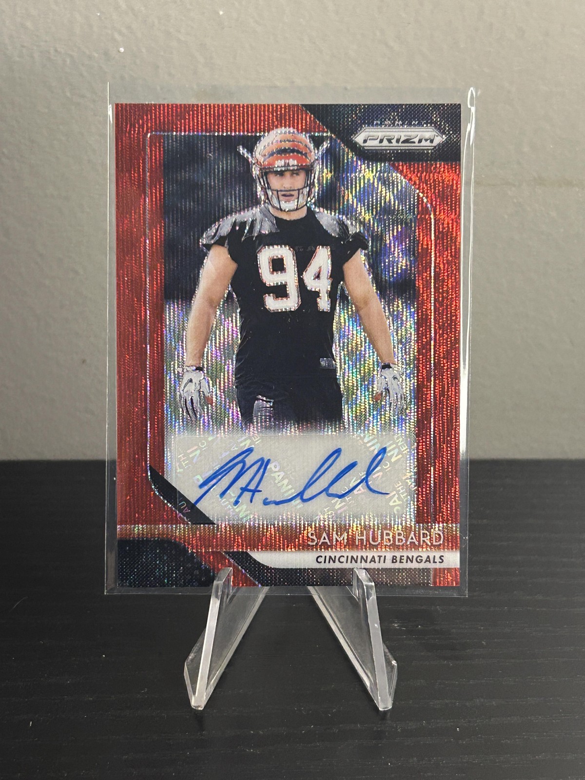 2018 Panini Prizm #RA-SH Sam Hubbard Rookie Auto Prizm Red Wave #/199