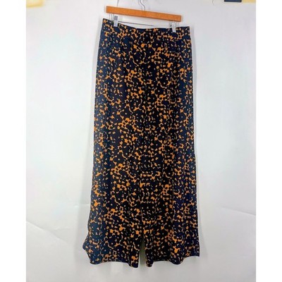 Nordstrom by Cristina Martinez Wide Leg Pants Black Orange Abstract Print Size L