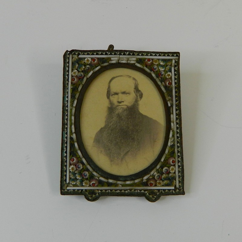 Antique Italian Millefiori Micro Mosaic Mini Frame 2.5"H