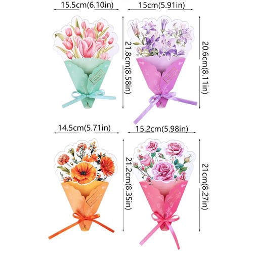 10pcs Carnation Bouquet Greeting Card Invitation Card Mother's Day - Picture 2 of 20
