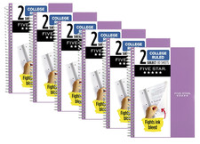  6 pack Five Star Spiral Notebook, 2 Subject, College Ruled, 6" x 9.5"